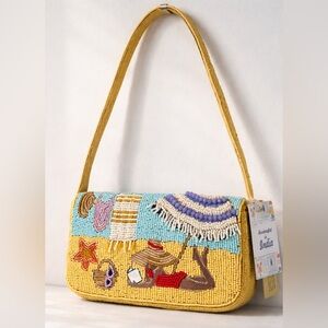 Beach Scene Beaded Shoulder Bag